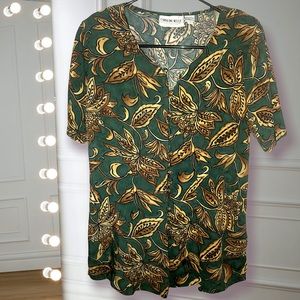 Caroline Wells collection blouse with gold button closure 12